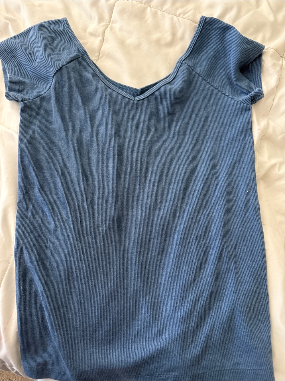 American Eagle Outfitters Blue Ribbed V-Neck Tank